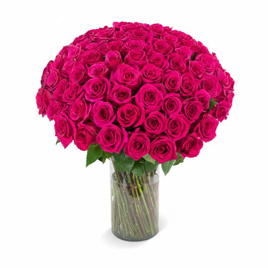 100 pcs Sweet Unique Rose in Glass Vase