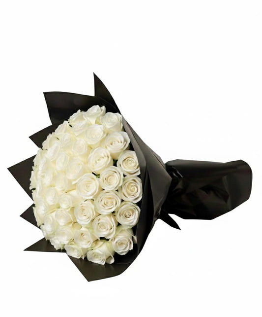 50 Pcs White Rose Bouquet